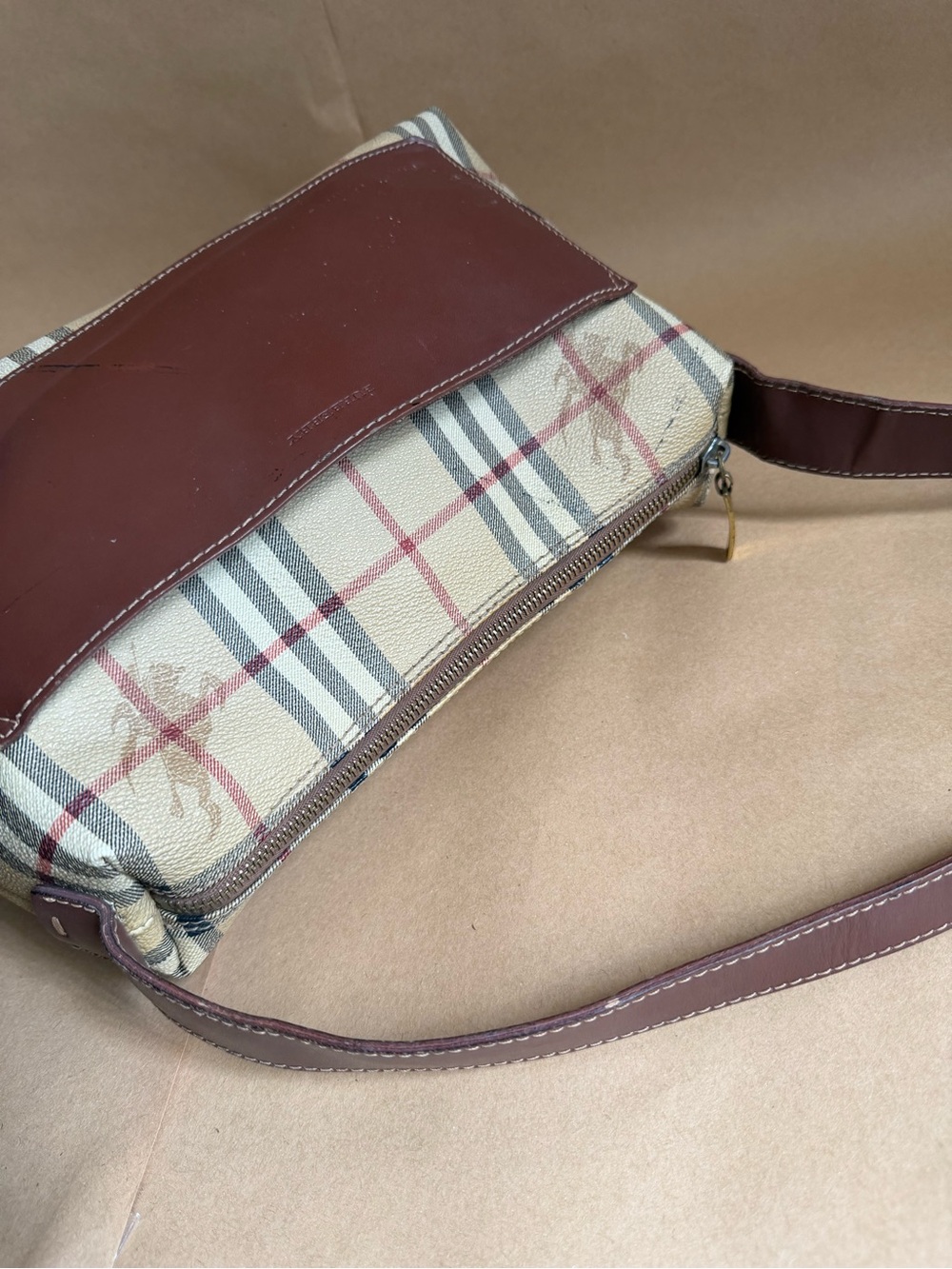 Burberry Beige/Brown Front Pocket Shoulder Bag - Picture 9 of 14